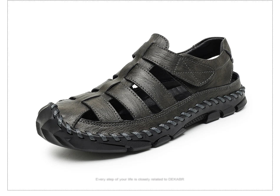 DEKABR Casual Shoes Men Sandals Real Leather Outdoor Mens Summer Sandals Fashion Comfortable Soft Sandals Plus Size 38-48