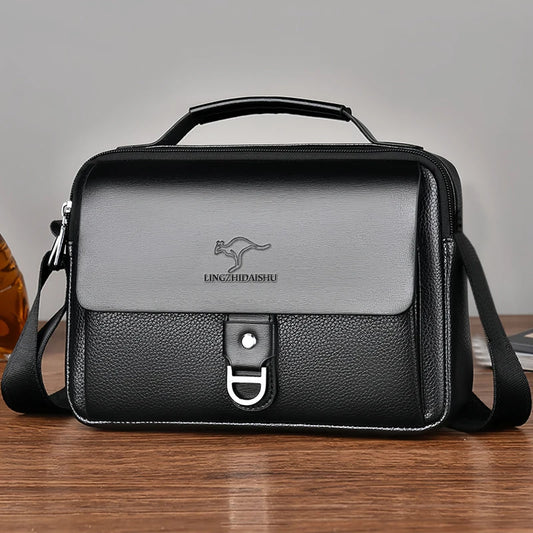 Stylish Men's Leather Shoulder Bag, Casual Crossbody Purse with Adjustable Strap, Perfect for Work, Travel, and Daily Commute