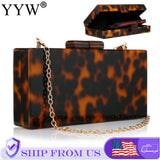 2026 New Acrylic Leopard Luxury Wedding Chain Handbag Women Box Clutch Evening Bags Chic Party Shoulder Crossbody Bags Ladies Dinner Dress Purses