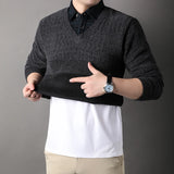 Winter Men Fleece Sweater Thickened Pullover Shirt Collar Sweaters Velvet Clothing Autumn Winter Jumpers Fashion Knitwear