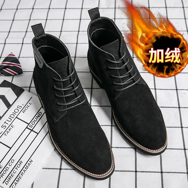 Pointed Toe Chelsea Boots Leather Men Winter Boots Winter Shoes for Men 2025 Male Boots Mens Ankle Shoes Zapatillas Male Hombre