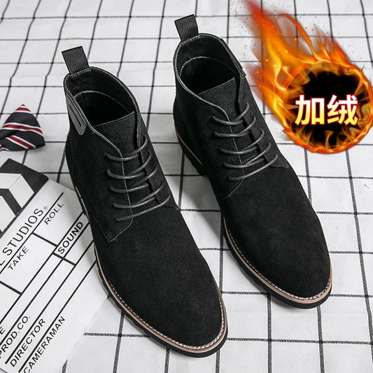 Pointed Toe Chelsea Boots Leather Men Winter Boots Winter Shoes for Men 2025 Male Boots Mens Ankle Shoes Zapatillas Male Hombre