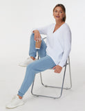 THE GYM PEOPLE Women's Long Sleeve Workout Shirts Loose Fit V-Neck Running T-Shirts Tops