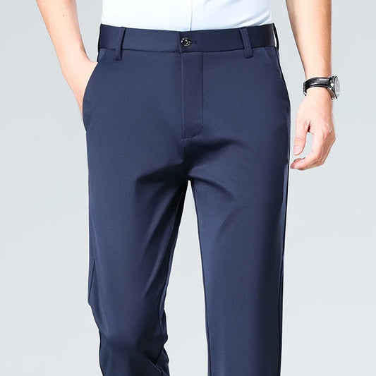 Mens Stretch Straight Leg Business Dress Pants Casual Wrinkle Resistant Drape Trousers for Meeting Occasions
