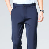 Mens Stretch Straight Leg Business Dress Pants Casual Wrinkle Resistant Drape Trousers for Meeting Occasions