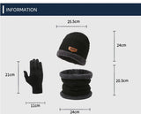 Men's Windproof Hat Outdoor Travel Leisure Winter Scarf Gloves Three-Piece Neck One Plus Cashmere Warm Winter Knitted Hat