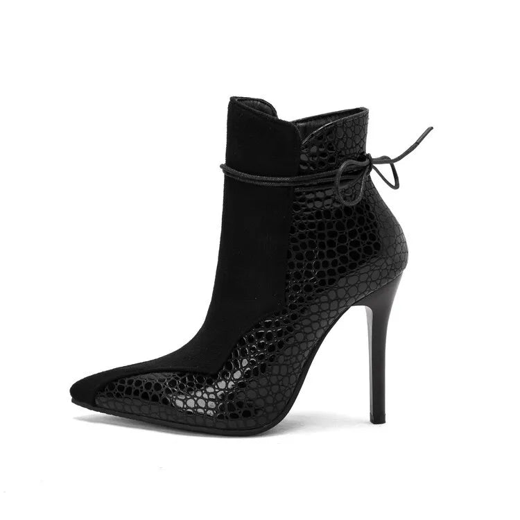 Large Size 34-48 Suede Leather Patchwork Women's Leather Boots Sexy Leopard Print Lace Fashionable Personalized Women's Boots