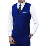 New Brand Dress Vests for Men Casual Slim Fit Mens Suit Vest Double Breasted Waistcoat Gilet Homme Formal Business Jacket