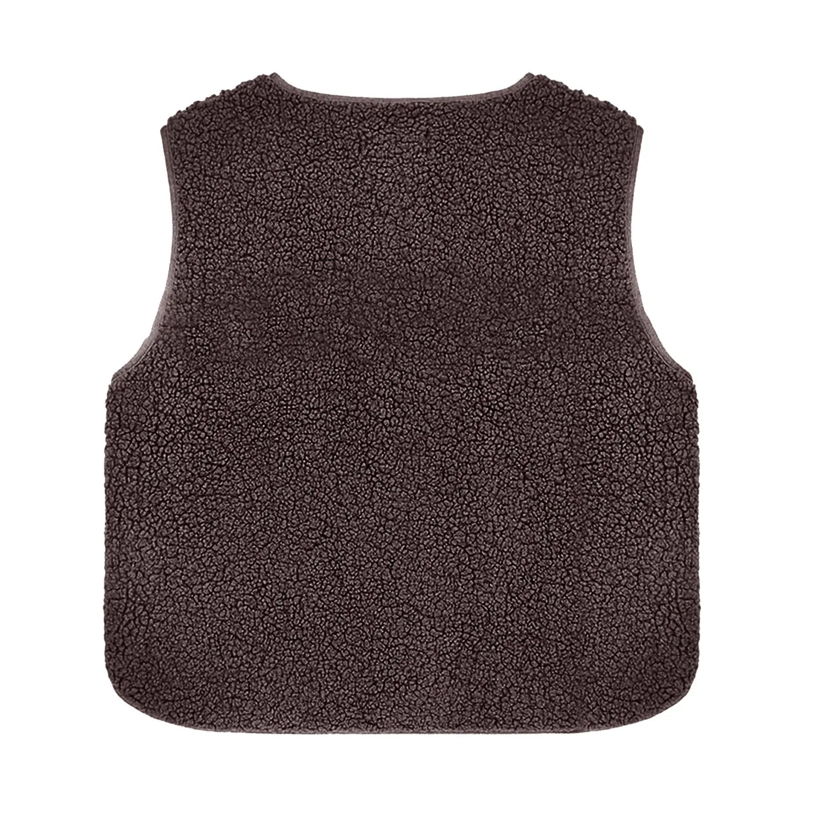Women'S Teddy Fleece Vest Autumn Thin Vest Sleeveless Coat Plain Plush Vest Short Jacket Loose Fleece Vest Women Outwear