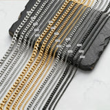 Classic Punk Cuban Chain Necklace for Men Women,Stainless Steel Grey Silver Gold Black Color Chain Link Collar,Wholesale Chain