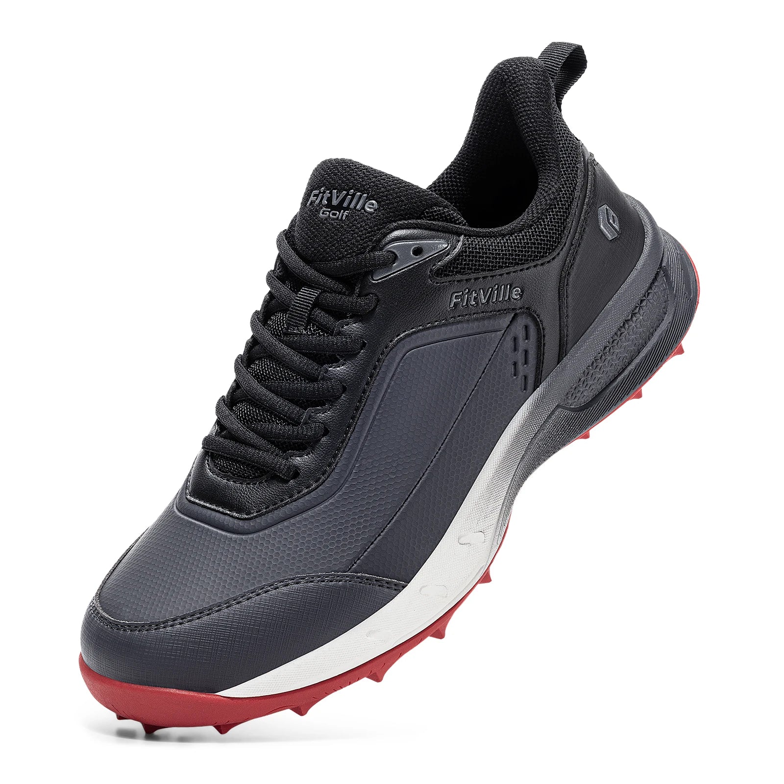 FitVille Men'S Wide Waterproof Spikeless Golf Shoes, High Traction Anti-Slip Sole, Shock Absorption Cushioning Arch Support Professional Golf Trainers, Roomy Toe Box For Wide & Fat Feet