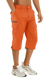 Men's Cargo Work Shorts Quick Dry 3/4 Length Capri Pants Multi-pockets Knee Length Trousers Summer Board Beach Shorts
