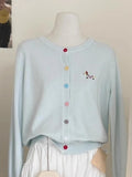 Autumn Winter 2026 Soft Elegant O-neck Loose Casual Sweaters Women Knitted Chic Embroidery Cardigan Basic Colorful Buttons Tops