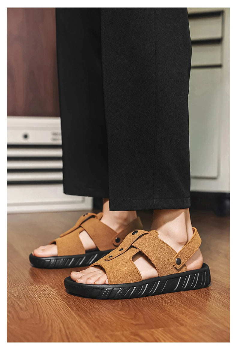 Brand Classic Mens Sandals Summer Genuine Leather Sandals Men Outdoor Casual Lightweight Sandal Fashion Men Sneakers