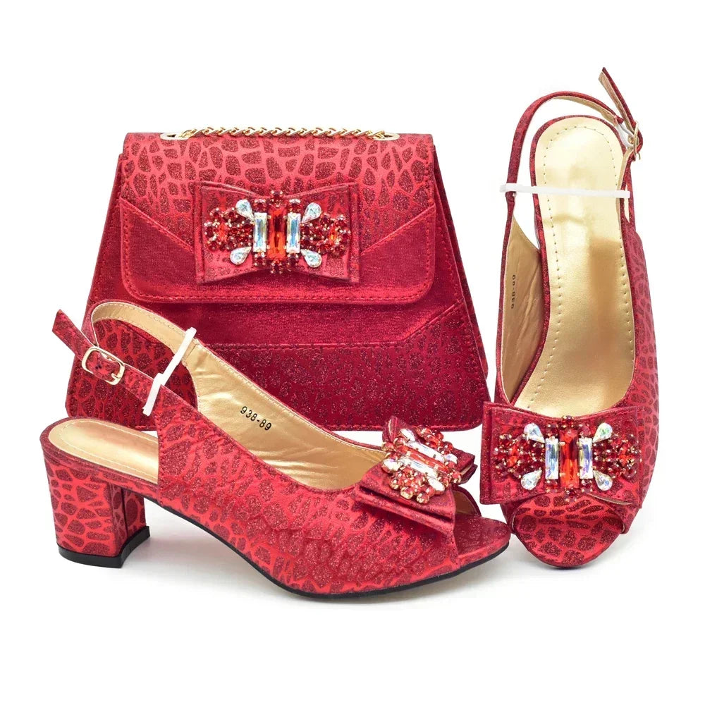 New Arrival African Shoes and Bags Sets Decorated with Rhinestone Women Shoe Size 43 Shoes for Women 2025 Designer Luxury