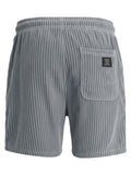 2-Piece Set of Thick Striped Black Label Men's Corduroy Casual Shorts, Summer Retro Logo Lace up Loose Sports Five Quarter Pants, Multi Pocket Training Pants.
