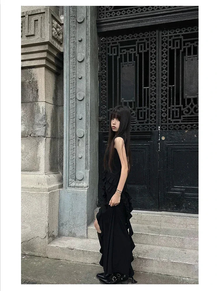 Woman Black Punk Knee High Platform Low Heel Trend Punk Gothic New Rock Leather Fashion Women Chunky Knight Motorcycle Footwear