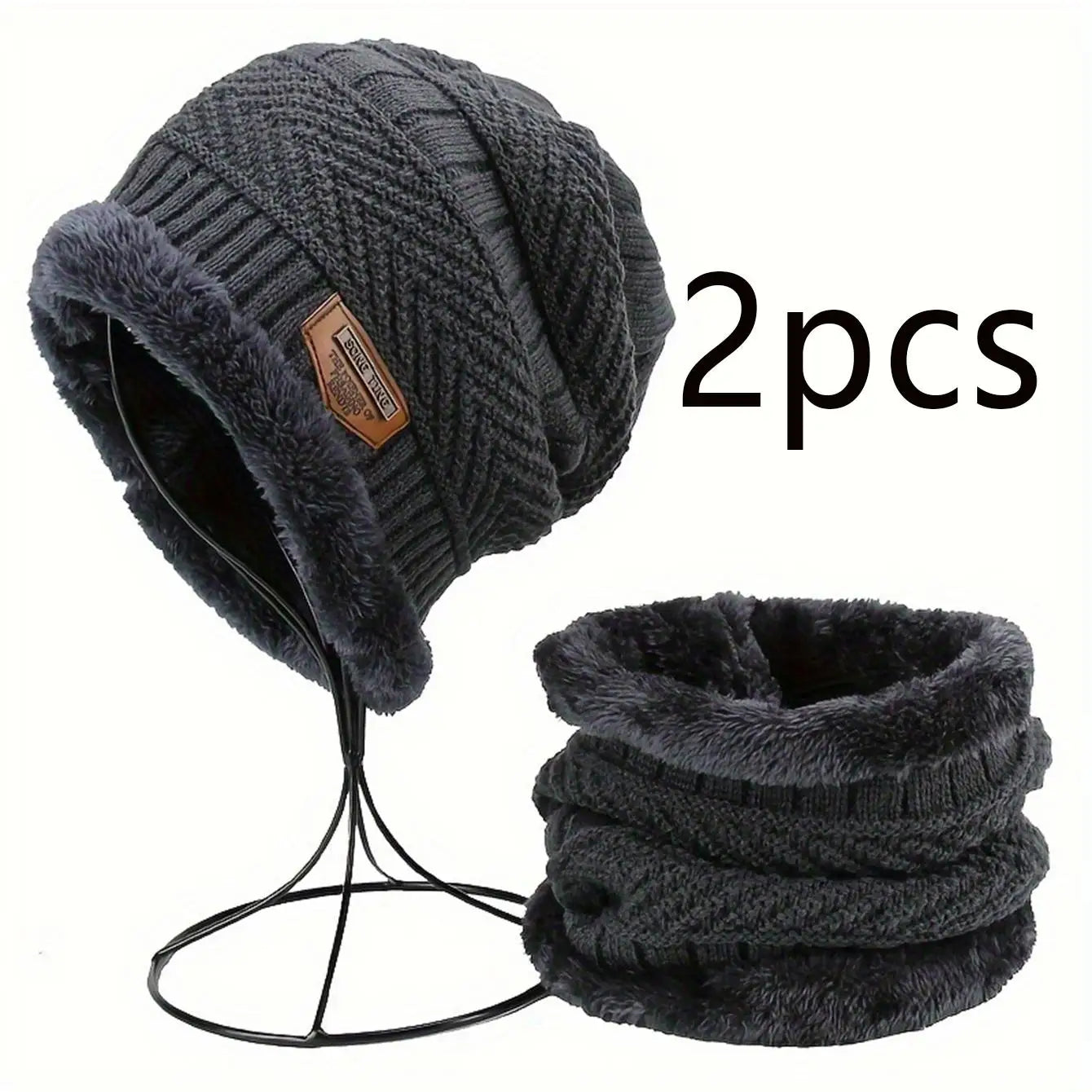 Winter Hat for Men Women Beanie Hats Scarf Glove Earmuff Set Thick Warm Slouchy Beanies Hat for Boy Girl Cap