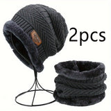 Winter Hat for Men Women Beanie Hats Scarf Glove Earmuff Set Thick Warm Slouchy Beanies Hat for Boy Girl Cap