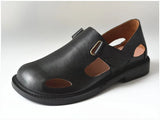 Summer Men's Shoes Flat Full Real Leather Sandal Cowhide Black Casual Old-fashioned Retro Outdoor Men's Sandals Old Man
