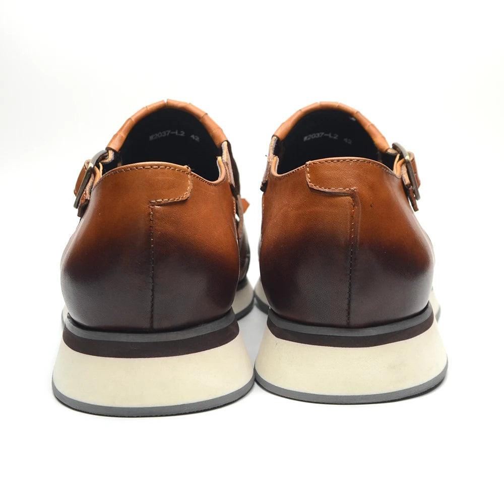 Classy Trending Mens Tassel Sandals Genuine Leather Buckle Strap Hollow Out Summer Casual Shoes for Men Comfortable Breathable