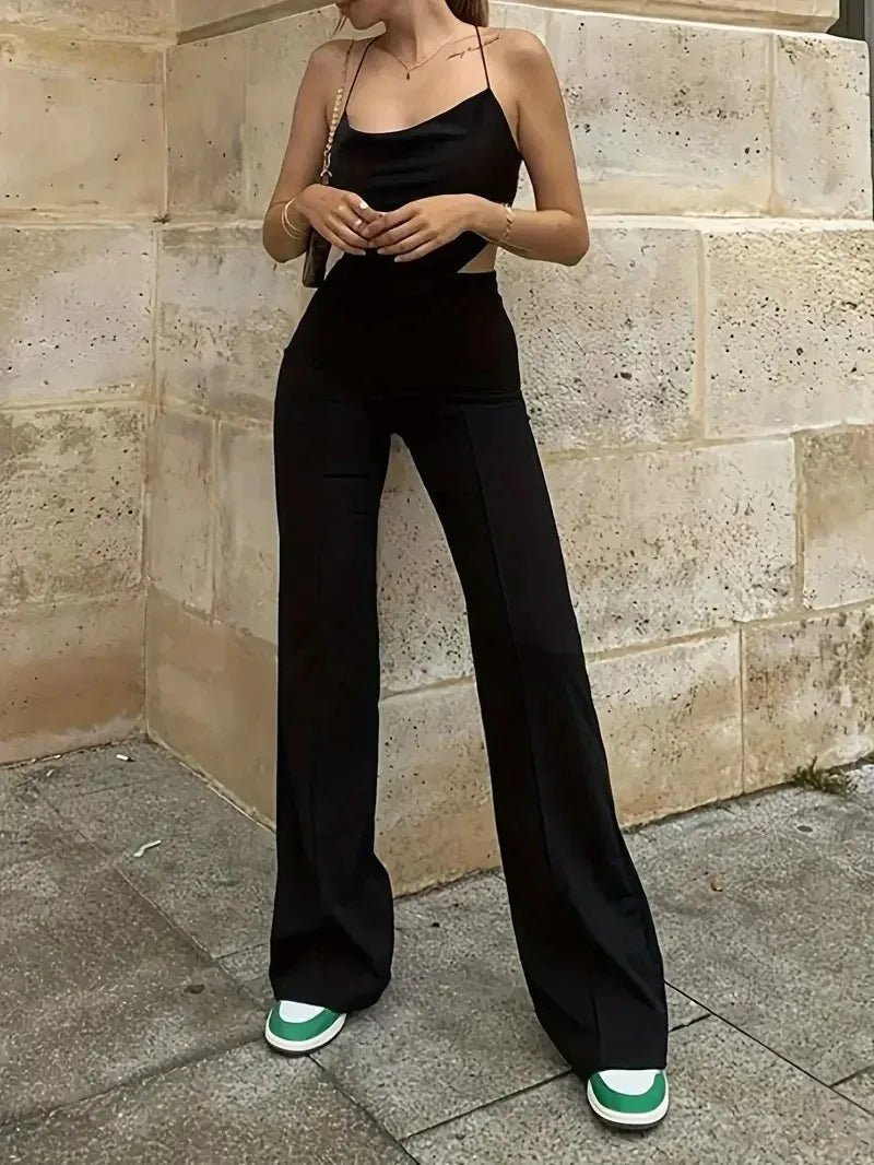 Women's Slim Bell-Bottoms Trousers Trendy Spring Autumn Pants Office Lady Solid Color Flared Trousers