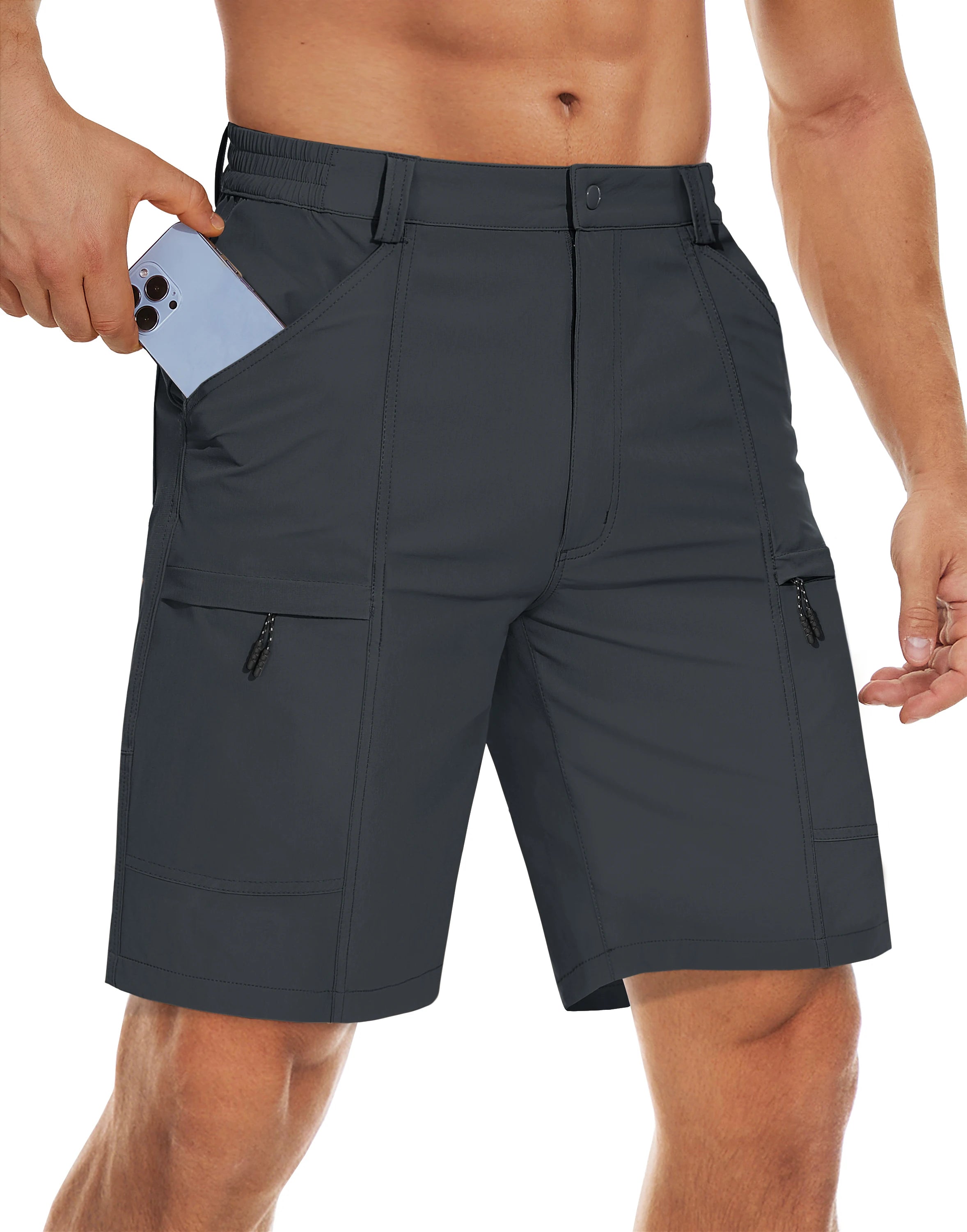 Men's Waterproof Cargo Shorts Summer Quick Dry Hiking Shorts Outdoor Multi-pockets Camping Training Work Shorts Man