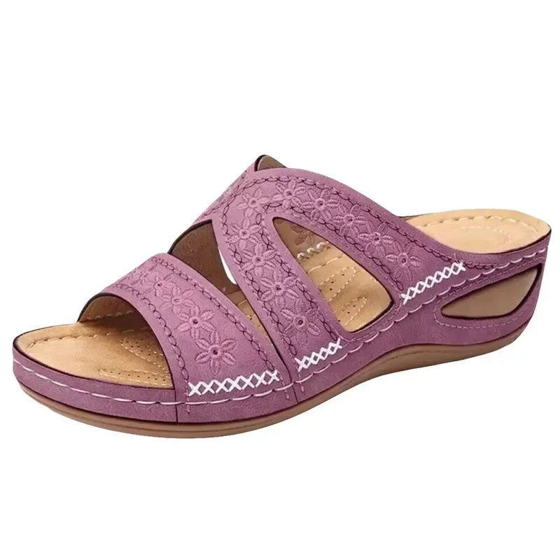 Summer 2025 women's sandals with exposed toes, retro anti slip leather casual women's fashionable versatile sandals