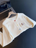 Autumn Winter 2026 Soft Elegant O-neck Loose Casual Sweaters Women Knitted Chic Embroidery Cardigan Basic Colorful Buttons Tops