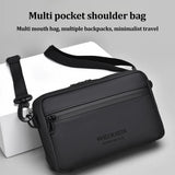 Fashionable Multi-Layer Shoulder Bag for Man,Hand-Held Casual Crossbody Bag, Suitable for Commuting, Daily Use,Black Business Travel Bag, Solid Color Minimalism Handbag