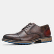 Men's Casual Leather Shoes Cap Toe Derby Lace-up Business Formal Dress Shoes Retro British Style Office Wedding Footwear