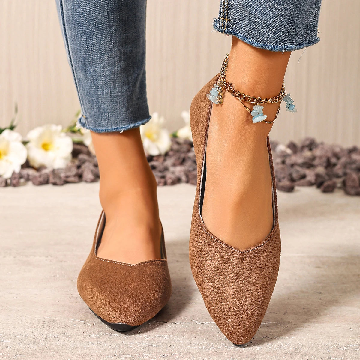 New Style Pointed Toe Shallow Mouth Breathable Bow Decoration Fashionable and Elegant Casual Flat Shoes for Women Zapatos Mujer