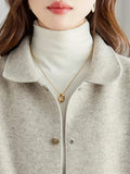 Classic Solid Short Woolen Coats for Woman Autumn Winter Warm Woman Clothing Button Up Female Coat Outfits New In Outerwears