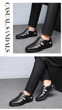 Men's Genuine Leather Sandals Men Summer Hollow Breathable Leather Shoes Mens Casual Soft Comfortable Flats EU Sizes 38-48