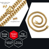 6-14mm Wide Stainless Steel Cuban Miami Chains Necklaces Mens Necklace Chain 316L Stainless Steel Hip Hop Necklace Gold Color