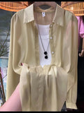 1pcs Woman Four Seasons Shirt Lady Thin Sunscreen Shirts Female Casual Long Sleeve Turn-down Collar Loose Med-Length Style Tops