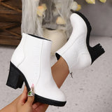 Women's New Ankle Boots 2025 Autumn Thick Heel High-heeled Short Boots with Zipper Splicing Plus Size Fashion Short Boots