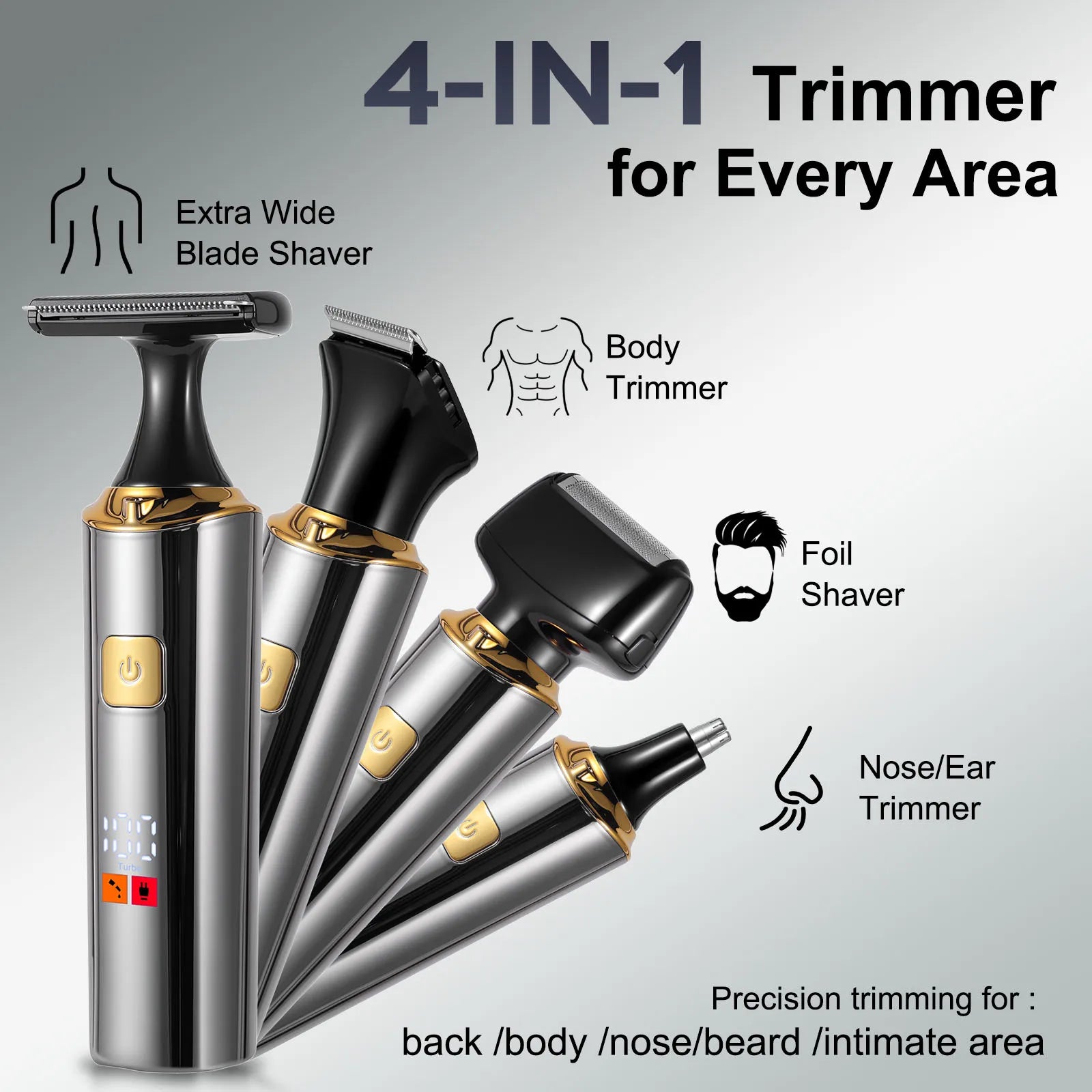 Hatteker Electric Rechargeable Full-Body Hair Trimmer Men's Shaver Grooming Clippers Adjustable Personal Hygiene Hair Removal Device