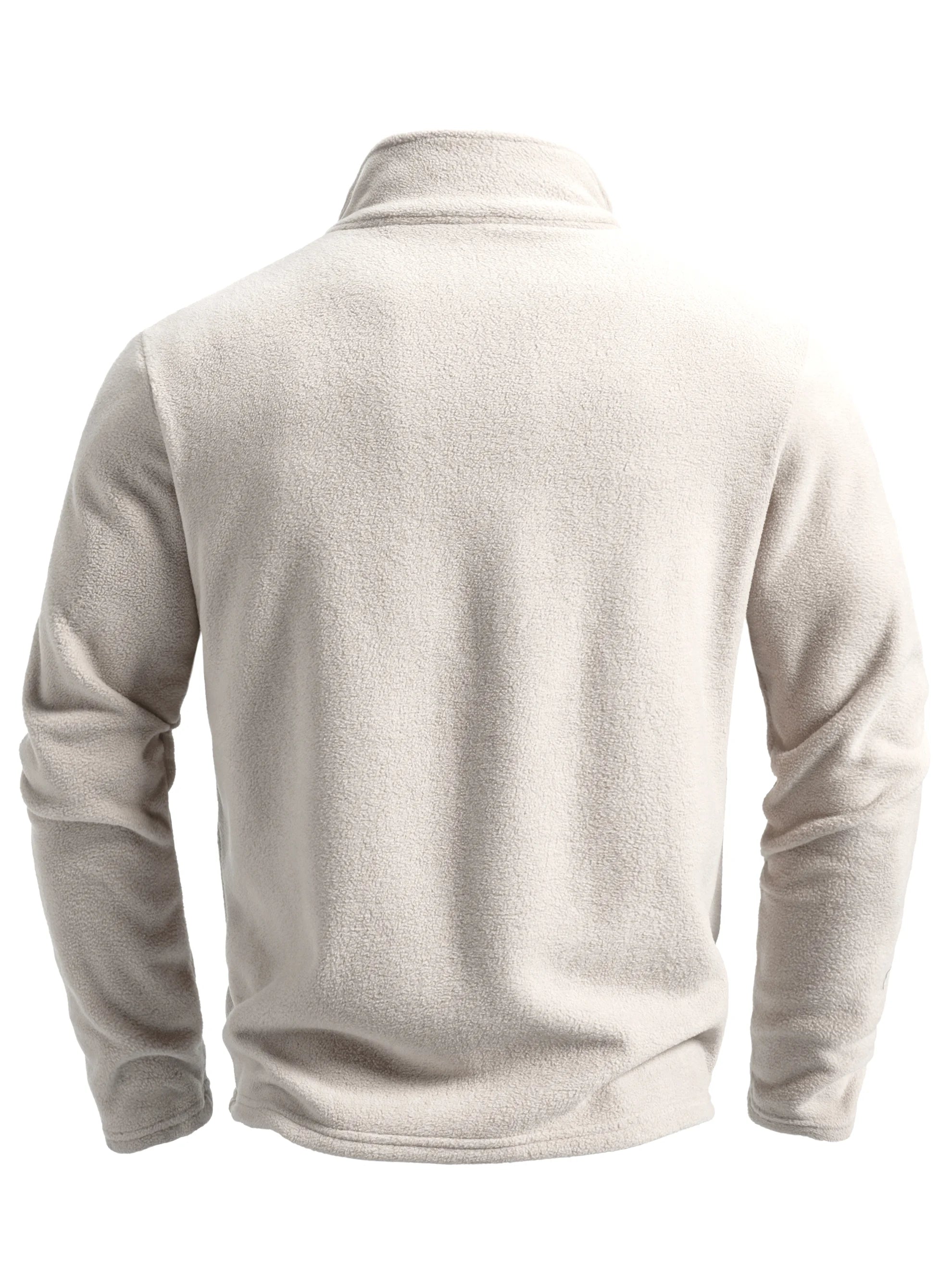 Men's Spring and Autumn Solid Color Fleece Warm Top, Comfortable Zippered Cardigan for Men's Outdoor Leisure