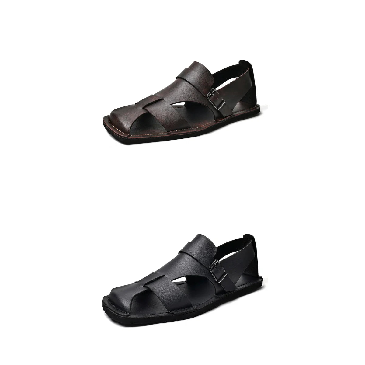 Retro Men's Summer Fashion Hollow Breathable Sandals Comfortable Anti-Slip Wear-Resistant Handmade Roman Style Slippers
