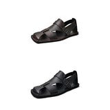Retro Men's Summer Fashion Hollow Breathable Sandals Comfortable Anti-Slip Wear-Resistant Handmade Roman Style Slippers