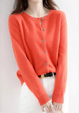 Women Knitted Cardigans Autumn Winter 2025 Round Neck Casual Long Sleeve Tops Solid Basic Soft Sweaters Female
