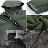 Men's Winter Autumn Warm Softshell Fleece Hood Cargo Jackets Camping Hiking Climbing Hunting Fishing Outdoor Windproof M-5XL