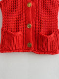 Korean fashion crop sweater women vest solid loose casual sweaters cable knit sweater vests for woman luxury designer tops