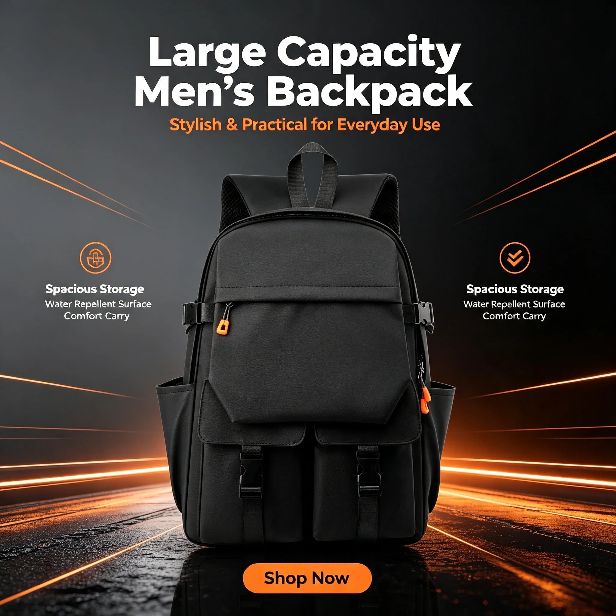 Large Capacity Men's Business Backpack, Waterproof Wear-resistant Fabric, Multi-layer Separate Storage Compartments,Breathable Pressure-reducing Shoulder Straps, Perfect for Daily Commuting and Short Business Trips, Multifunc