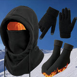 3-4Pcs Winter Hat Gloves Socks Set Windproof Anti-Slip Stretchy Unisex for Outdoor Sports and Daily Use