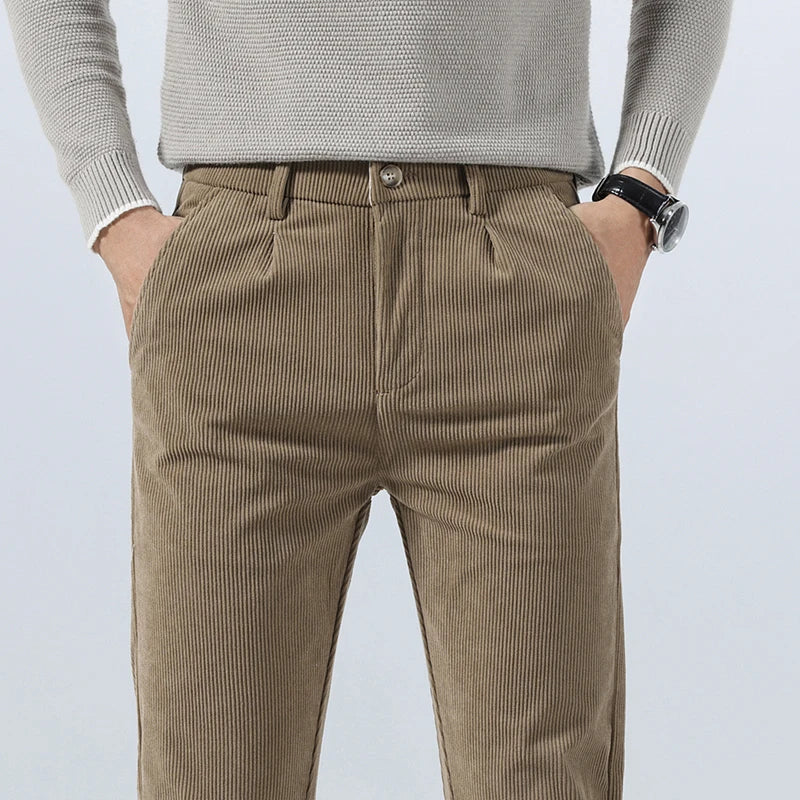 Spring Autumn Men's Corduroy Trousers New Men's Clothing Stretch Slim Fit Casual Pants Fashion Mens Business Work Pants