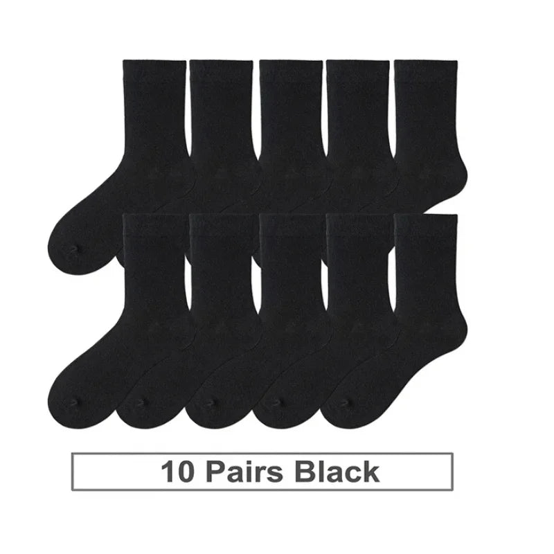 10-40Pairs Woman Men'S Classic Formal Mid-Calf Socks 100% Breathable Cotton Solid Black White Perfect For Business Casual Wear