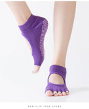 Women Backless Five Toe Yoga Socks Non-Slip Cotton Ladies Dance Ballet Socks Open Half Breathable Fitness Sport Sock for Pilates