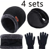 Winter Hat for Men Women Beanie Hats Scarf Glove Earmuff Set Thick Warm Slouchy Beanies Hat for Boy Girl Cap